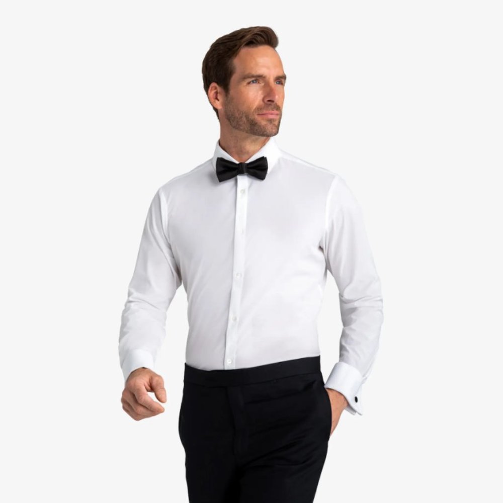 NWT Mizzen & Main Leeward White Tux Dress Shirt w/ French Cuff | Size Large Trim